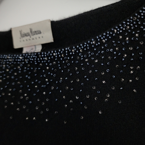 Neiman Marcus Cashmere Beaded Boatneck 3/4 Sleeve Sweater S - Picture 4 of 6